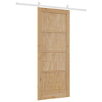 vidaXL Schiebetür Natürlich und Weiß 83 x 202 cm Massives Kiefernholz