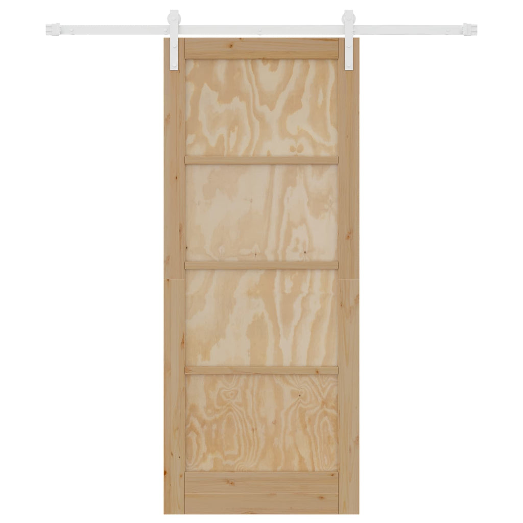 vidaXL Schiebetür Natürlich und Weiß 83 x 202 cm Massives Kiefernholz