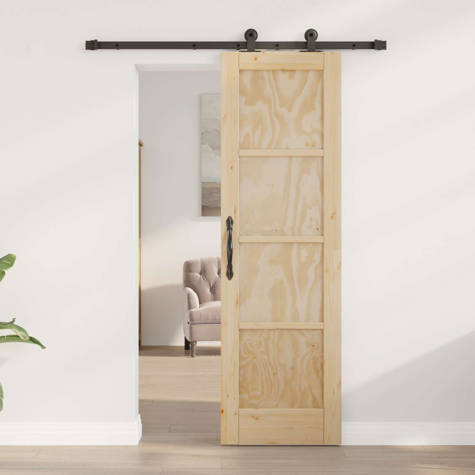 vidaXL Schiebetür ORKDAL Natur 61 x 198,5 cm Massives Kiefernholz