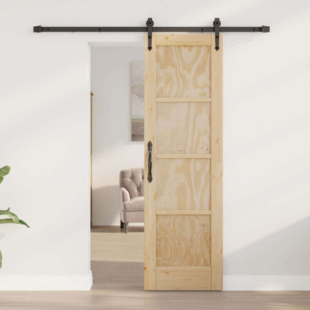 vidaXL Schiebetür ORKDAL Natürlich und Schwarz 61 x 198,5 cm