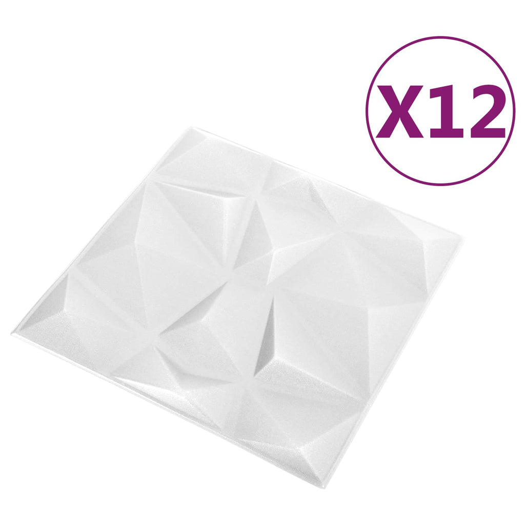 vidaXL Wandpaneele 12 pcs Diamant Weiß 50 x 50 cm XPS Schaum