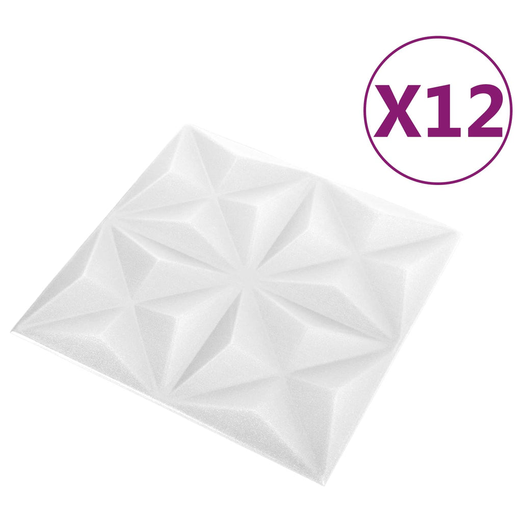 vidaXL Wandpaneele 12 pcs Origami Weiß 50 x 50 cm XPS Schaum