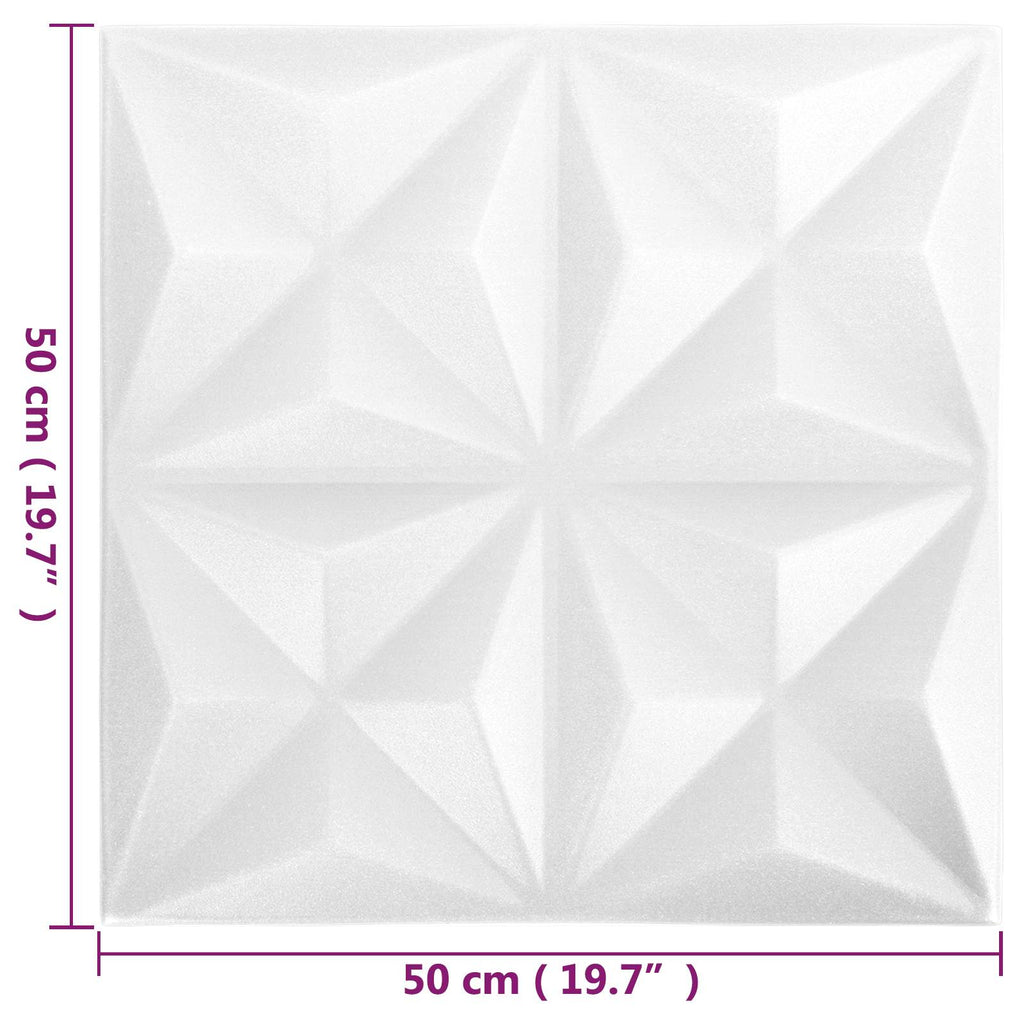 vidaXL Wandpaneele 24 pcs Origami Weiß 50 x 50 cm XPS Schaum