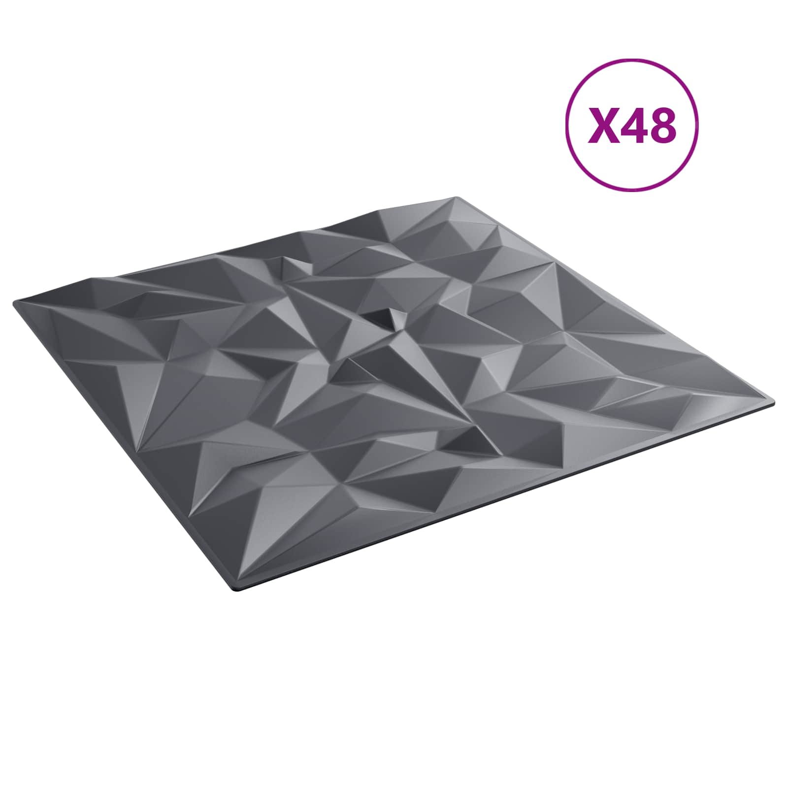 vidaXL Wandpaneele 48 pcs Amethyst Grau 50 x 50 cm XPS Schaum