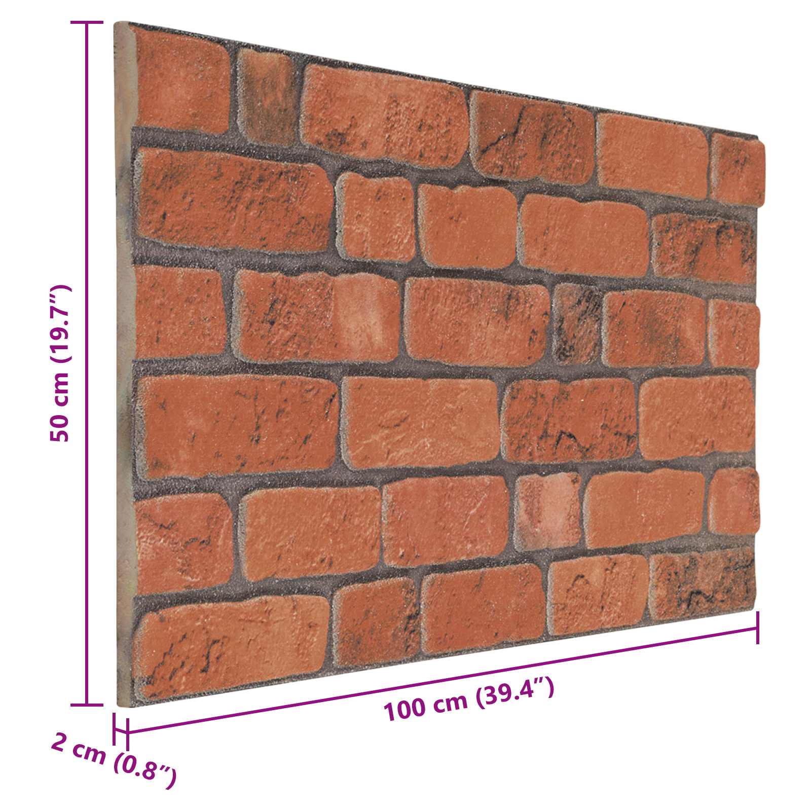 vidaXL Wandpaneele 10 pcs Terrakotta 100 x 50 cm EPS-Schaum