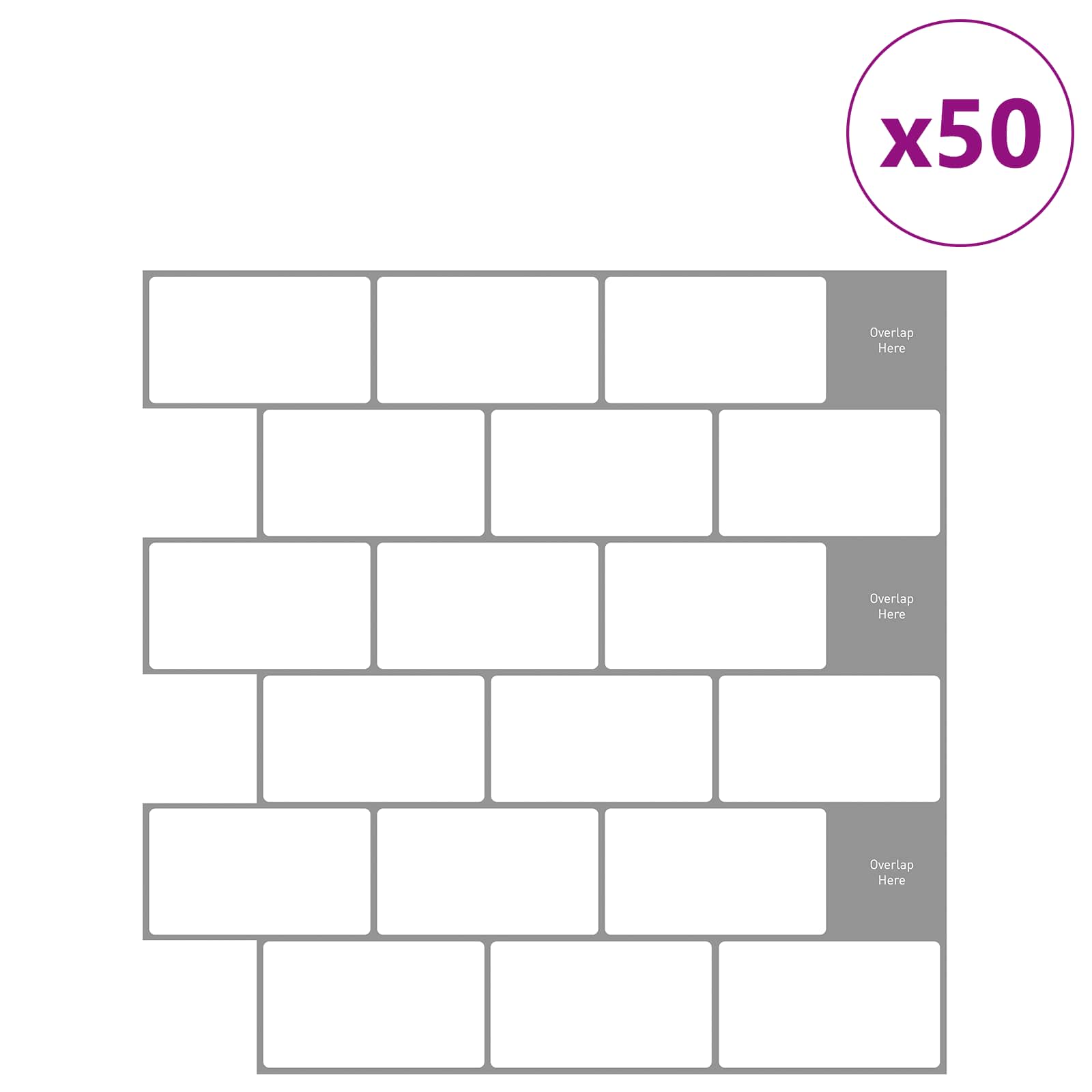 vidaXL U-Bahn-Fliese 50 pcs Weiß Grau 30 x 30 cm Polyurethan und PET
