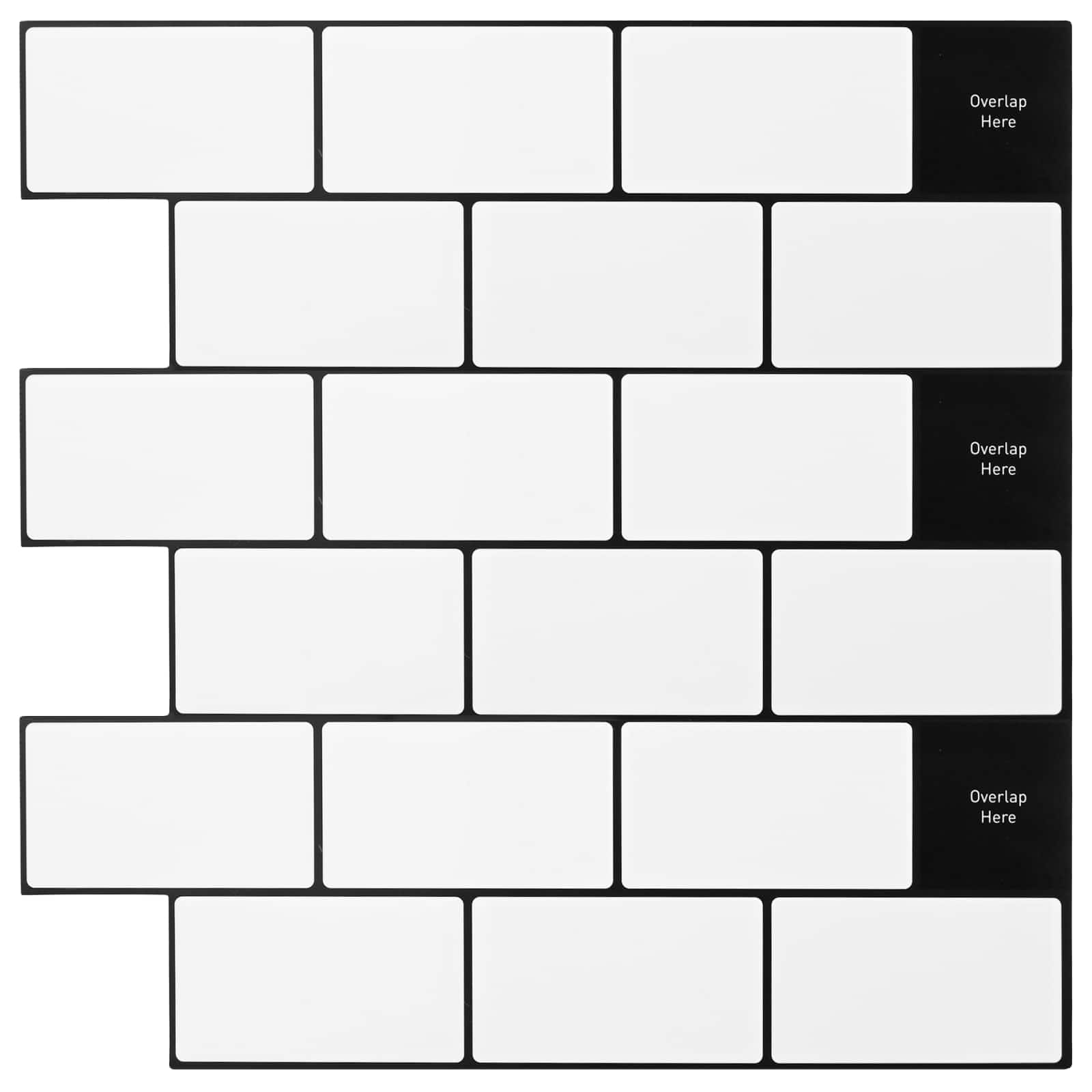vidaXL U-Bahn-Fliese 50 pcs Weiß Schwarz 30 x 30 cm
