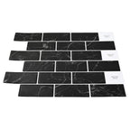 vidaXL U-Bahn-Fliese 50 pcs Schwarz Marmor 30 x 30 cm