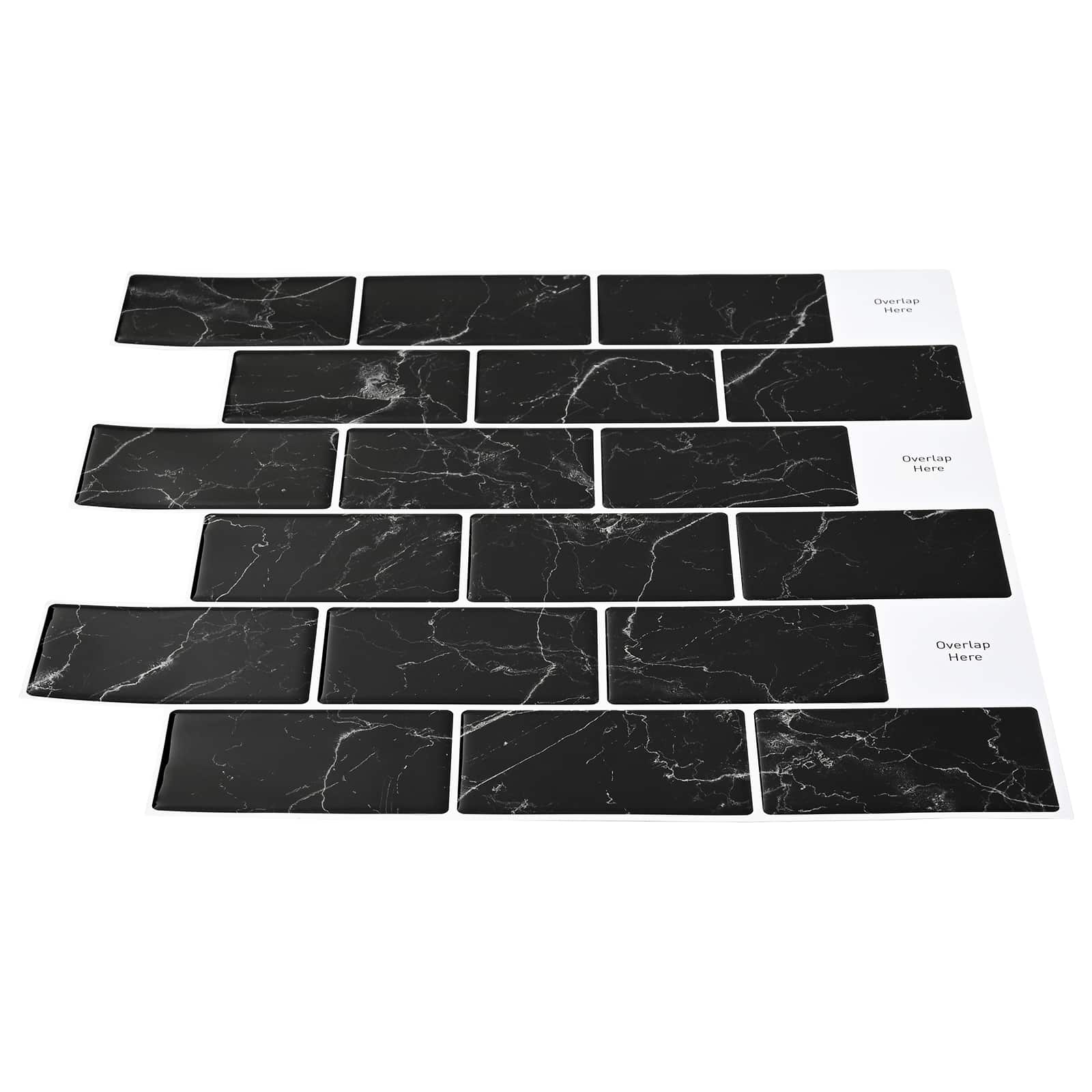 vidaXL U-Bahn-Fliese 50 pcs Schwarz Marmor 30 x 30 cm