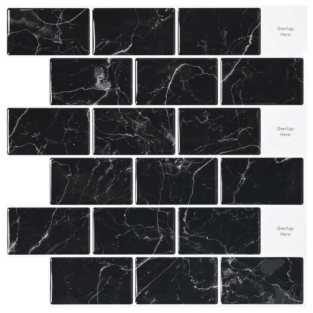 vidaXL U-Bahn-Fliese 50 pcs Schwarz Marmor 30 x 30 cm