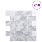 vidaXL U-Bahn-Fliese 10 pcs Weiß Marmor 30 x 30 cm Polyurethan und PET