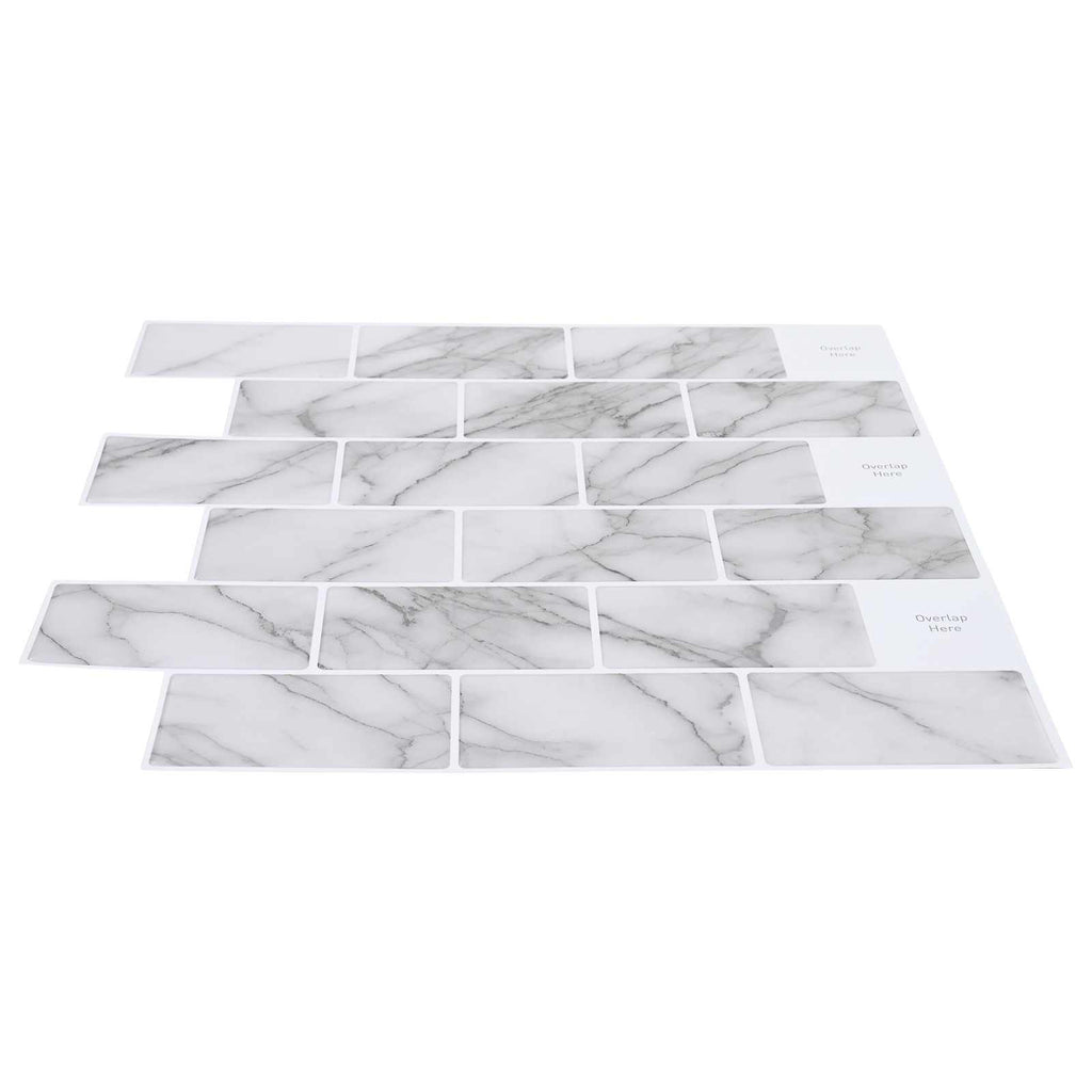 vidaXL U-Bahn-Fliese 50 pcs Weiß Marmor 30 x 30 cm Polyurethan und PET