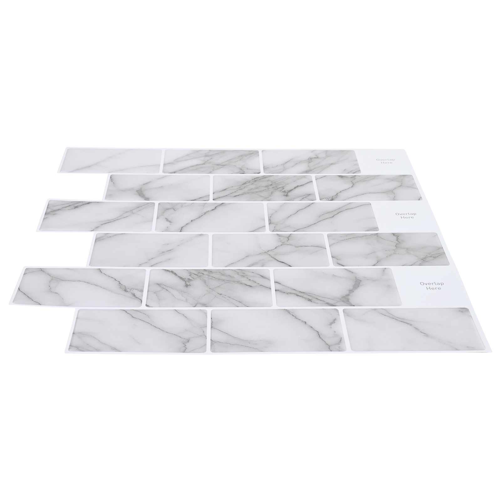 vidaXL U-Bahn-Fliese 50 pcs Weiß Marmor 30 x 30 cm Polyurethan und PET