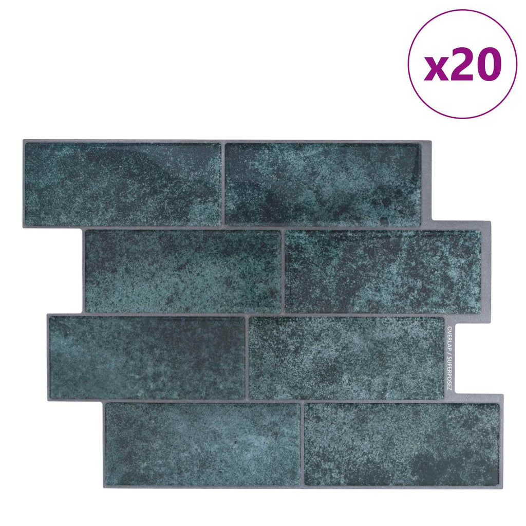 vidaXL U-Bahn-Fliese 20 pcs Blaugrün 29 x 21 cm Polyurethan und PET