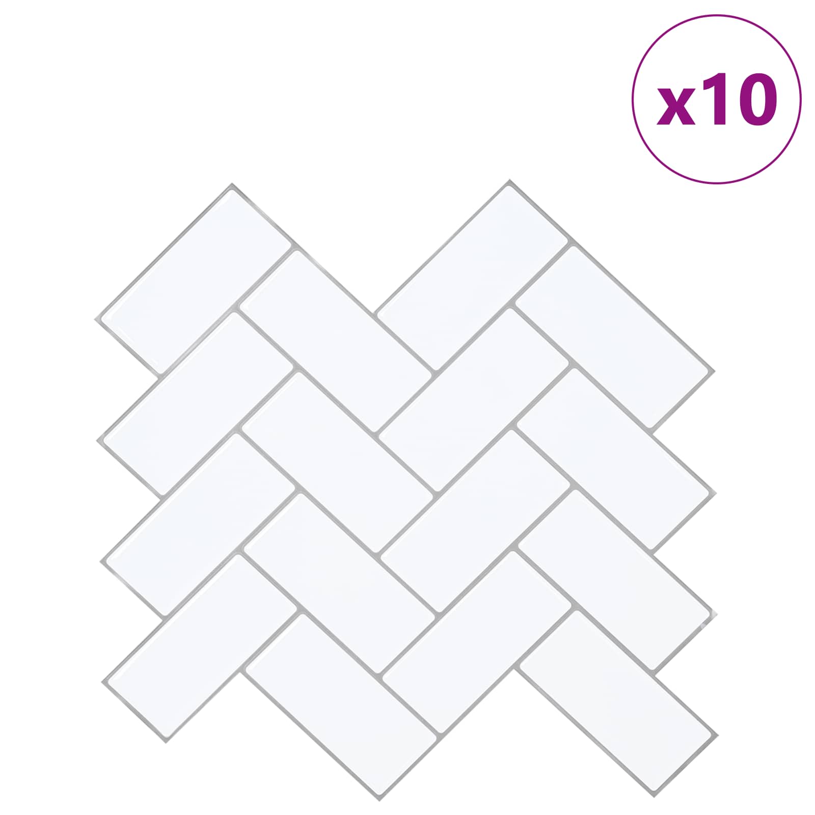 vidaXL Fischgrätenfliese 10 pcs Weiß Grau 30 x 30 cm
