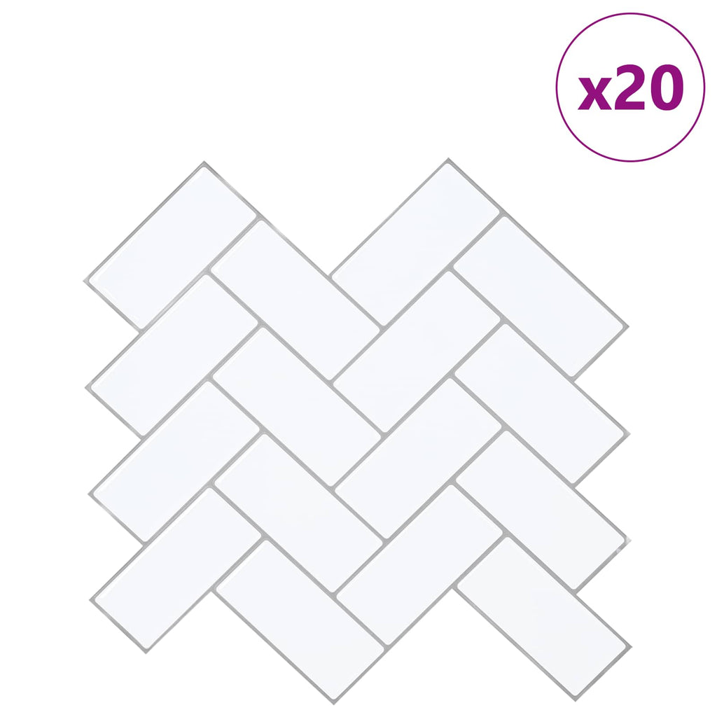 vidaXL Fischgrätenfliese 20 pcs Weiß Grau 30 x 30 cm