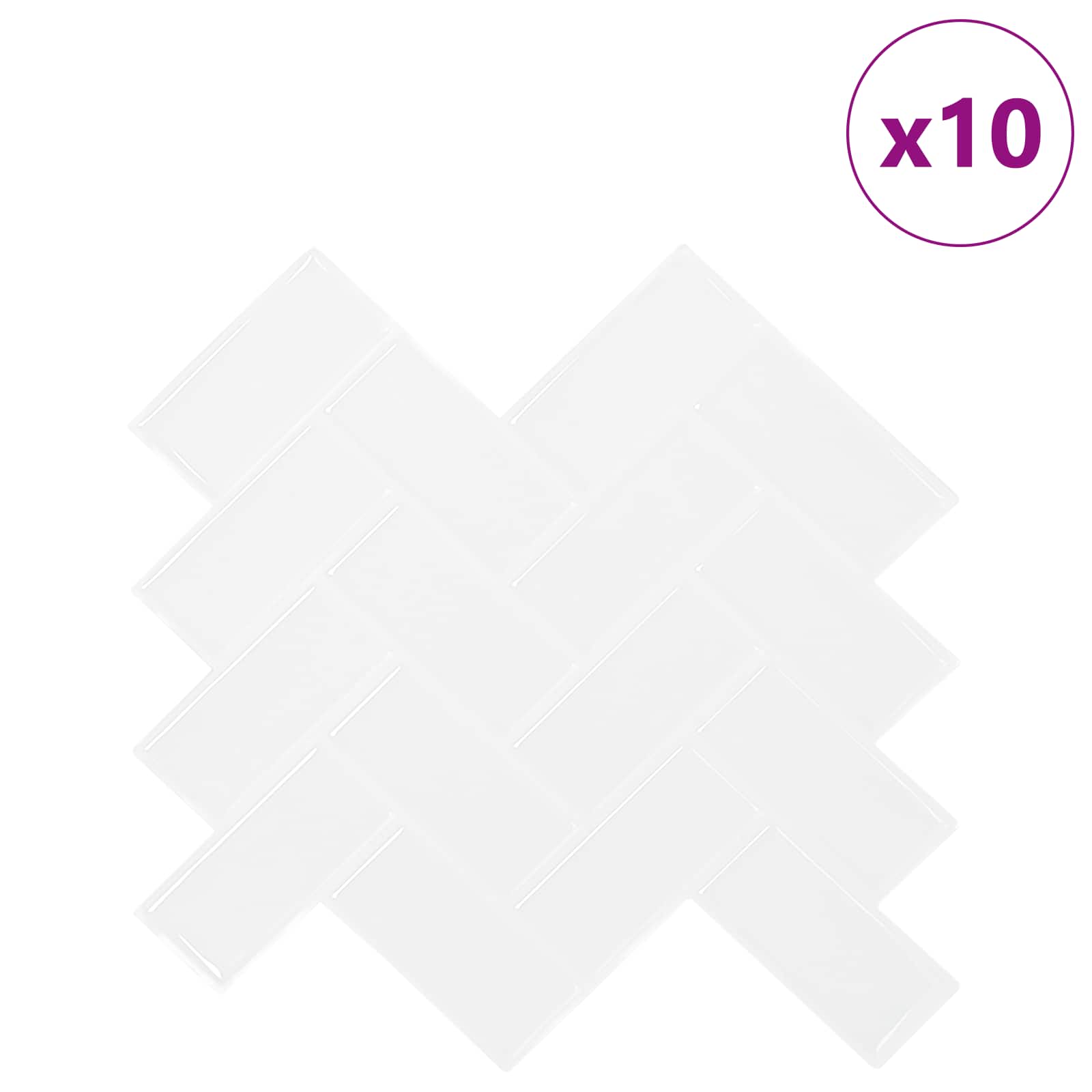 vidaXL Fischgrätenfliese 10 pcs Weiß 30 x 30 cm Polyurethan und PET