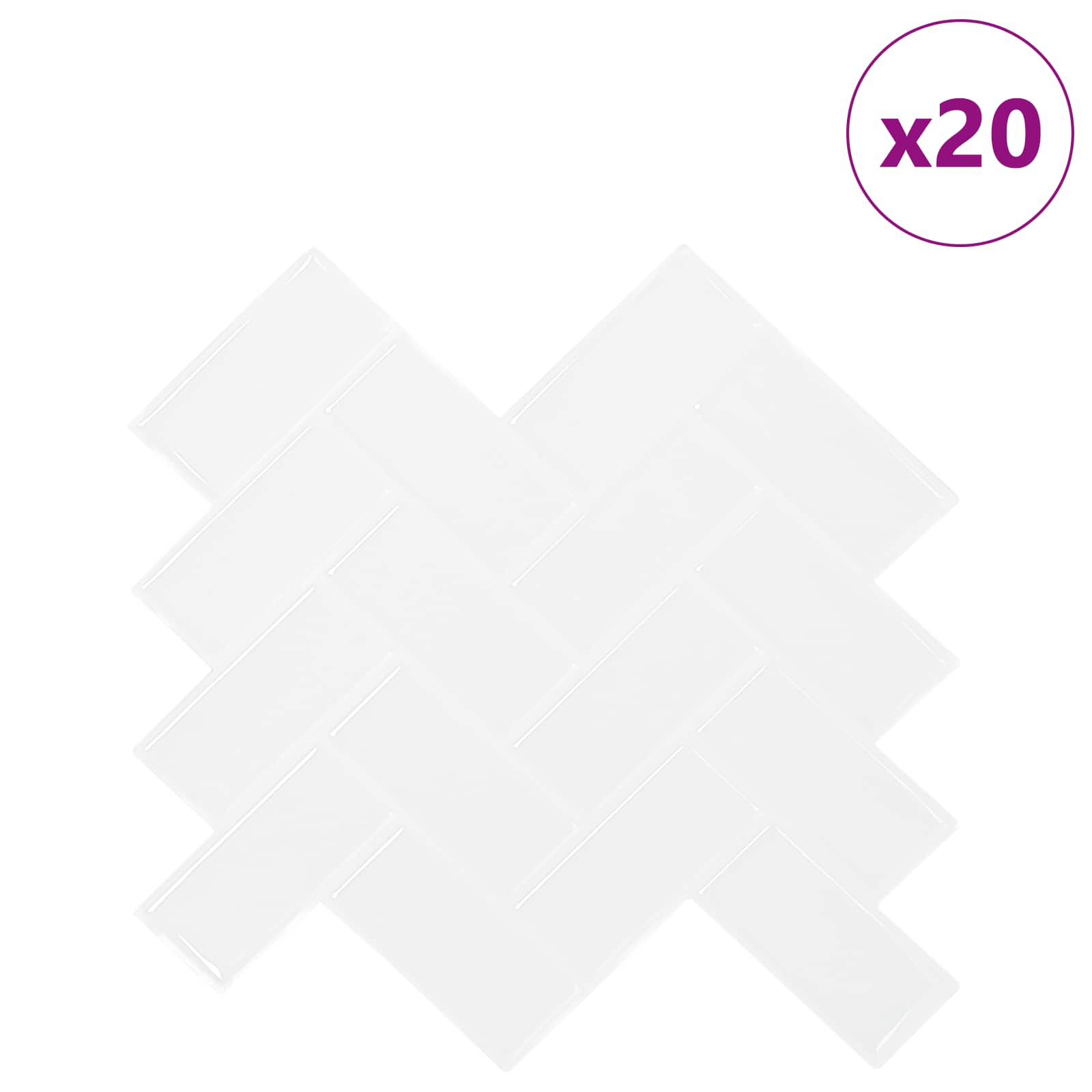 vidaXL Fischgrätenfliese 20 pcs Weiß 30 x 30 cm Polyurethan und PET