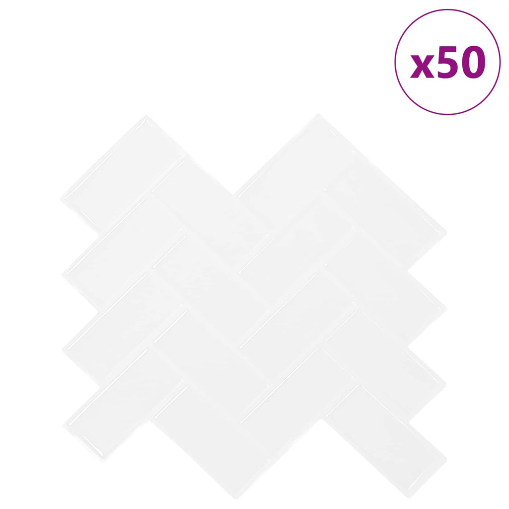 vidaXL Fischgrätenfliese 50 pcs Weiß 30 x 30 cm Polyurethan und PET