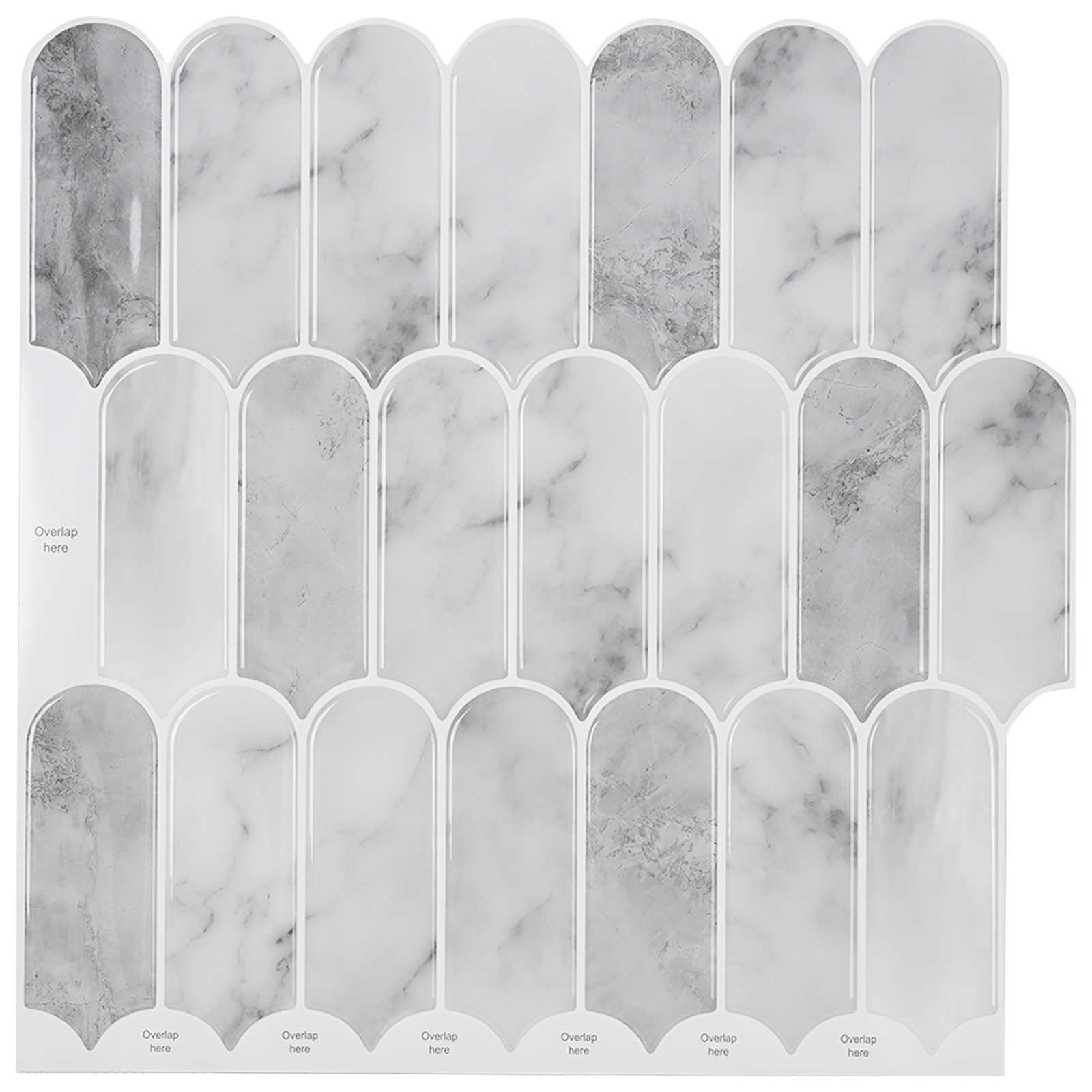vidaXL Federfliese 10 pcs Grau Marmor 30 x 30 cm Polyurethan und PET