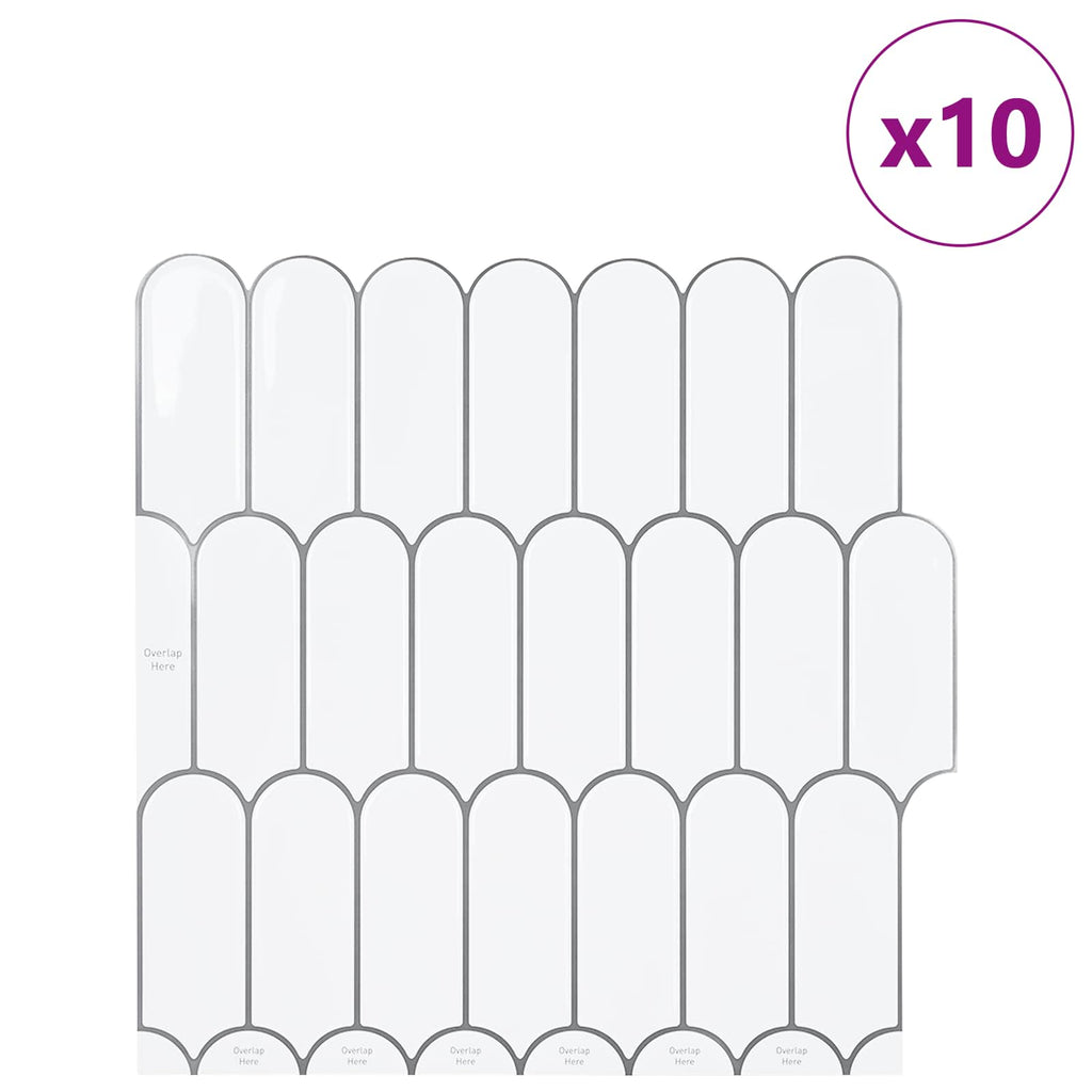vidaXL Federfliese 10 pcs Weiß Grau 30 x 30 cm Polyurethan und PET