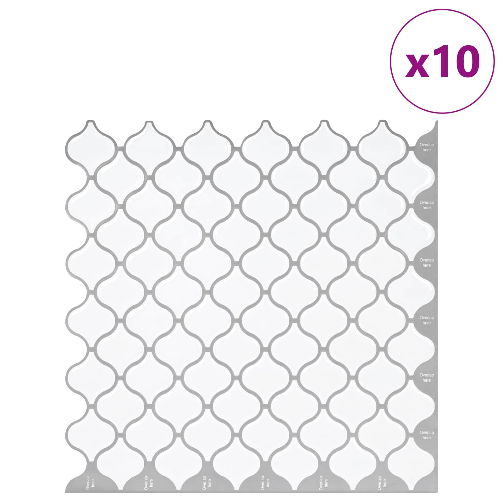 vidaXL Lanturn Fliese 10 pcs Weiß 27 x 27 cm Polyurethan und PET