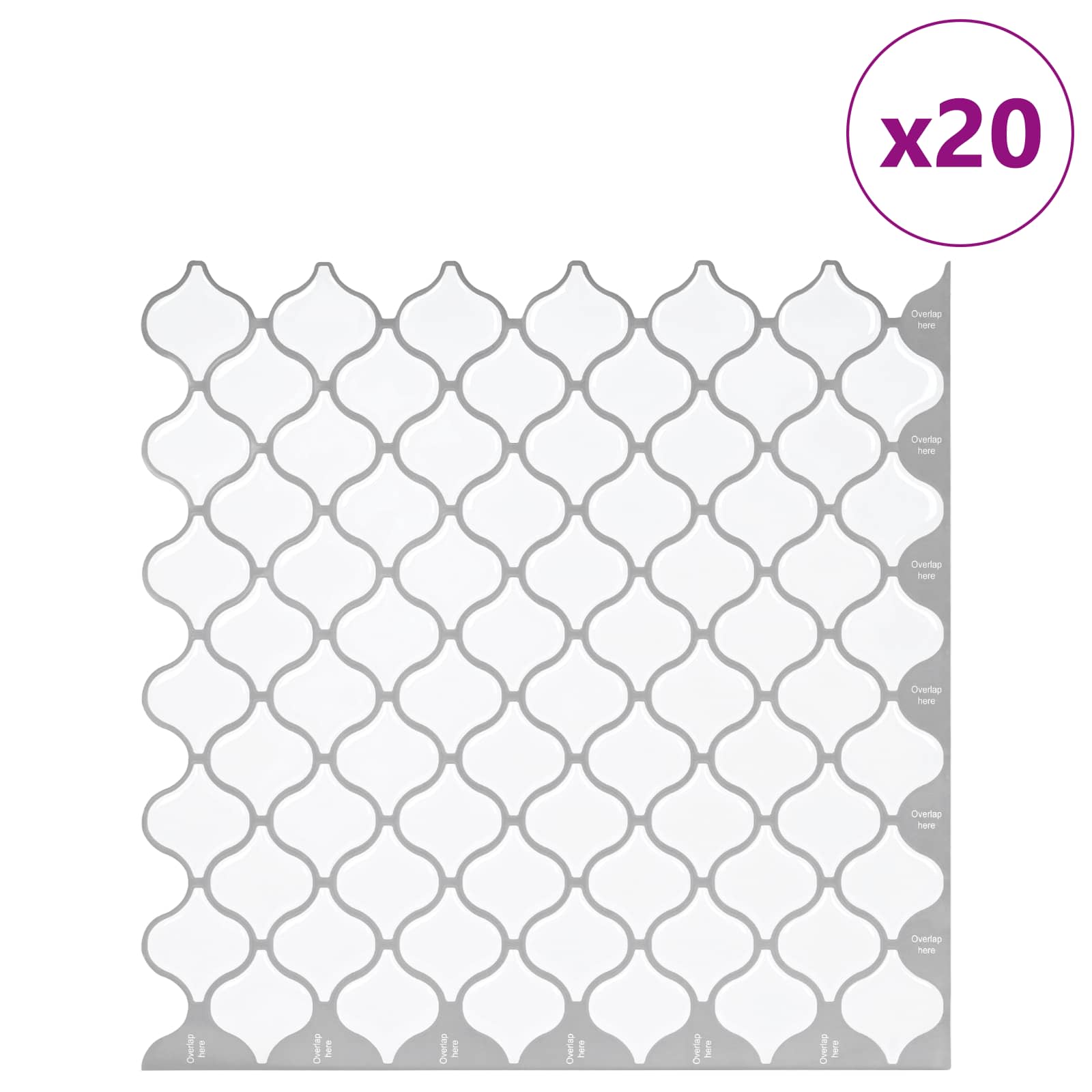 vidaXL Lanturn Fliese 20 pcs Weiß 27 x 27 cm Polyurethan und PET