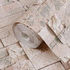 vidaXL 3D Stein Tapete Beige 10 x 0,53 m Vliesstoff