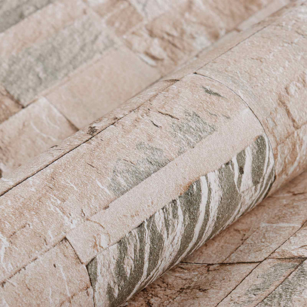 vidaXL 3D Stein Tapete Beige 10 x 0,53 m Vliesstoff