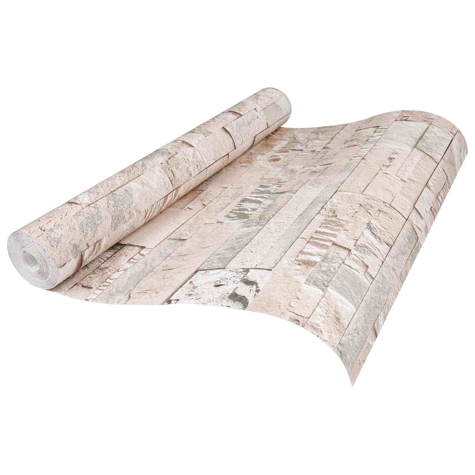 vidaXL 3D Stein Tapete Beige 10 x 0,53 m Vliesstoff