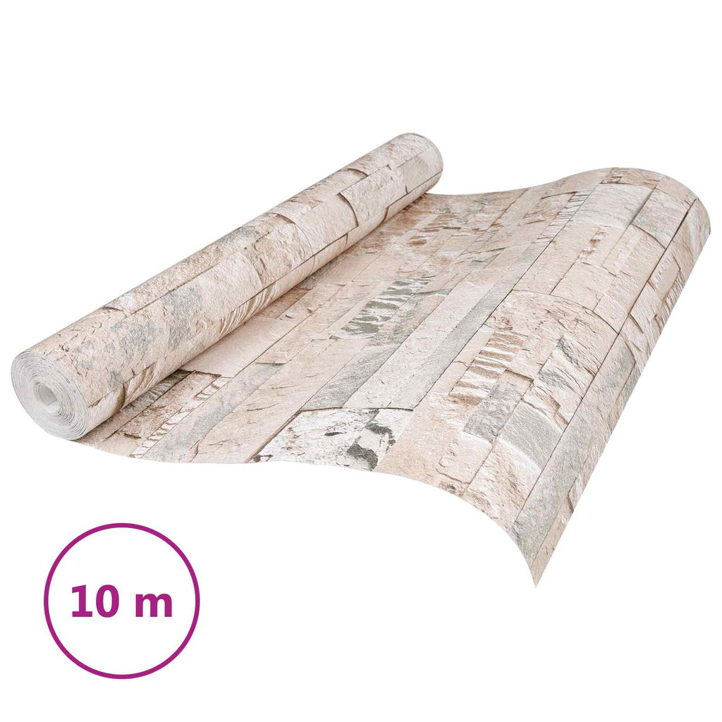 vidaXL 3D Stein Tapete Beige 10 x 0,53 m Vliesstoff