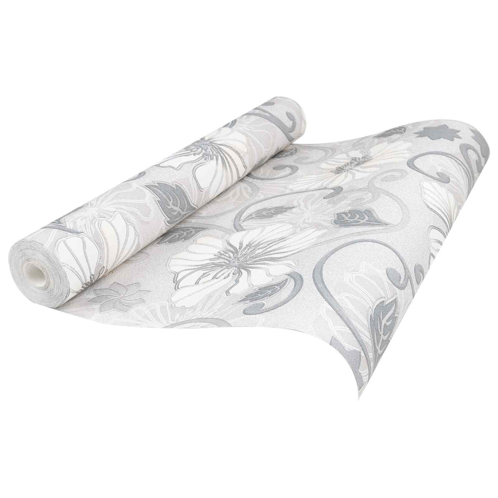 vidaXL 3D Solid Tapete Gestreift Blume 10 x 0,53 m Vliesstoff