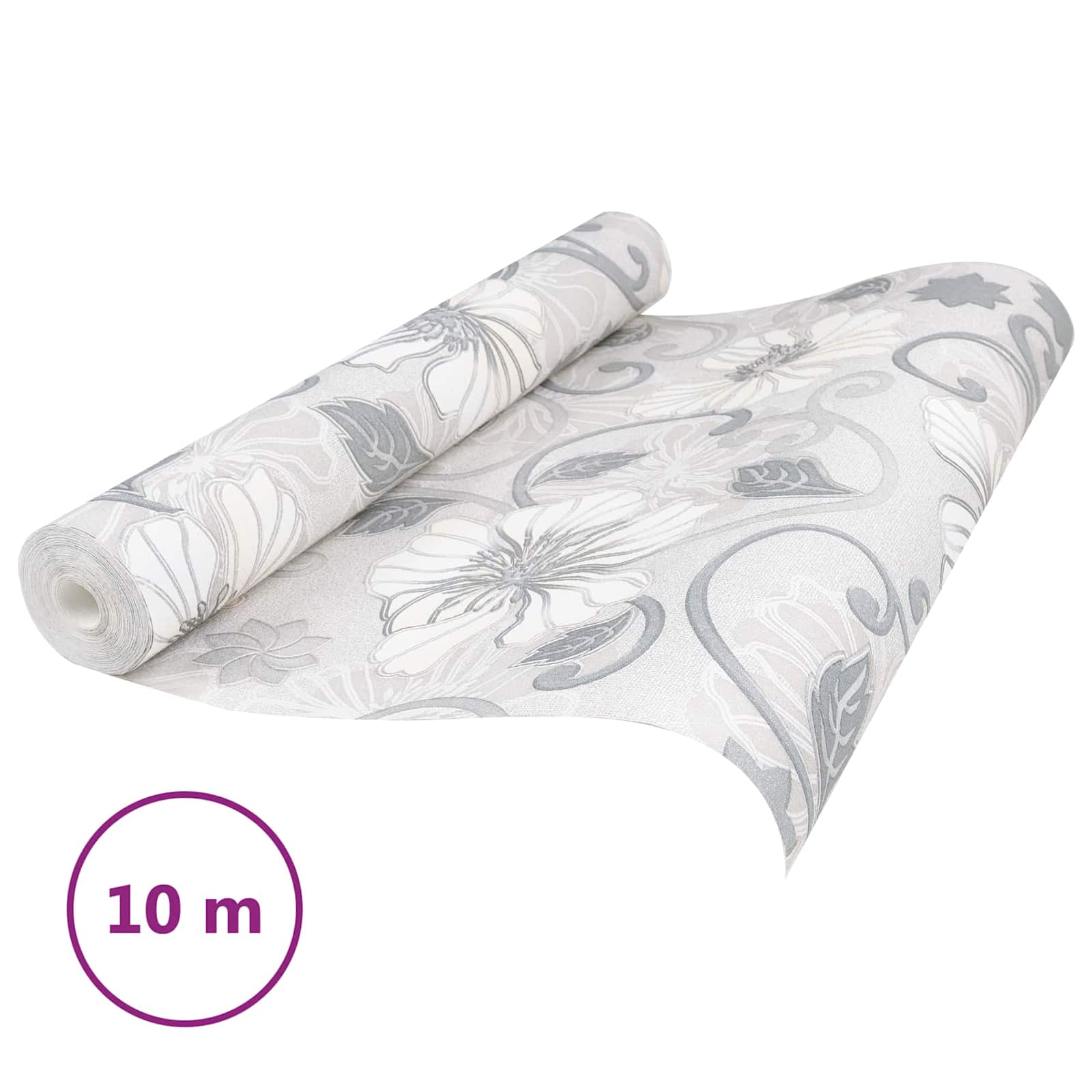 vidaXL 3D Solid Tapete Gestreift Blume 10 x 0,53 m Vliesstoff
