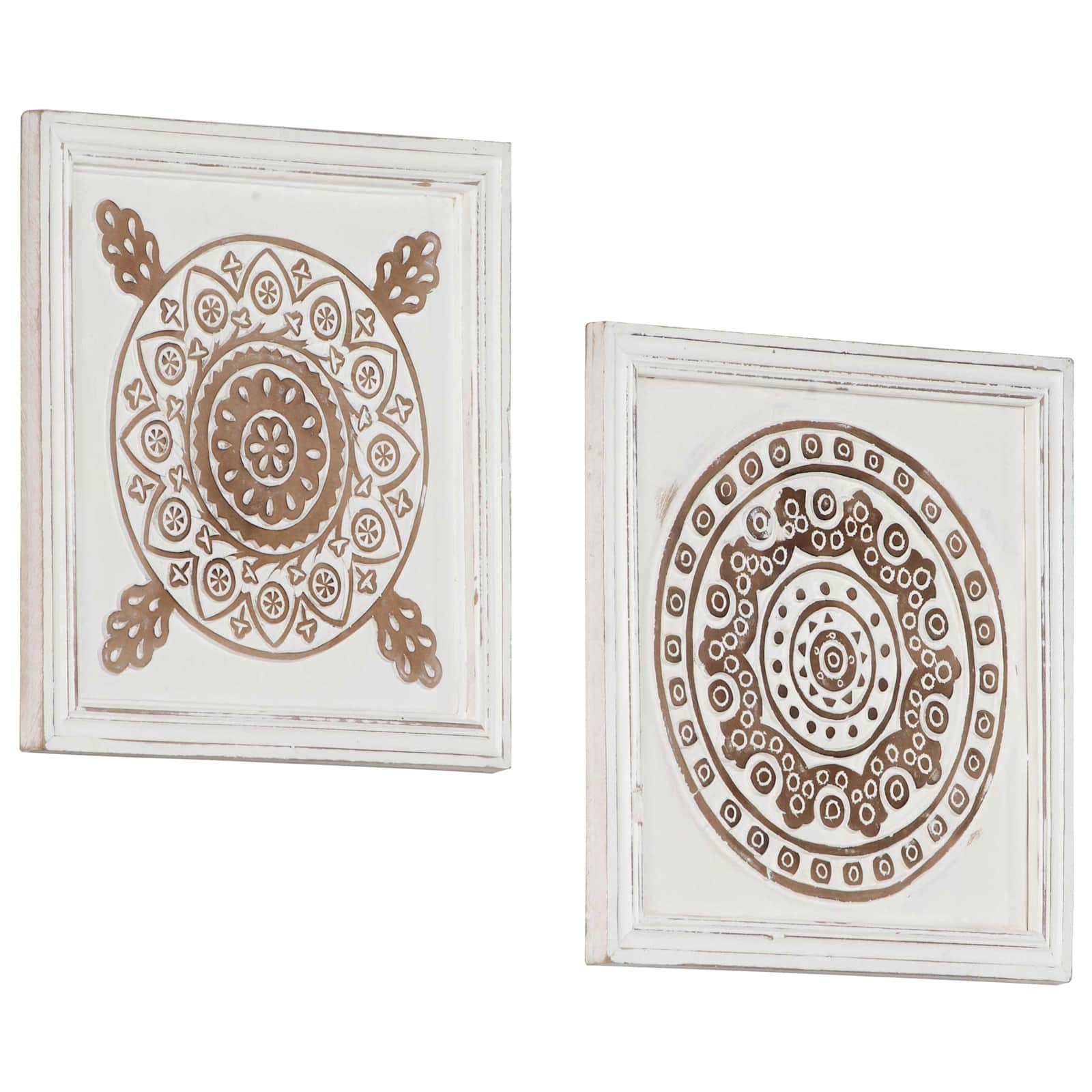 vidaXL Kunst Dekoration 2 pcs Braun und Weiß 40 x 40 x 1,5 cm