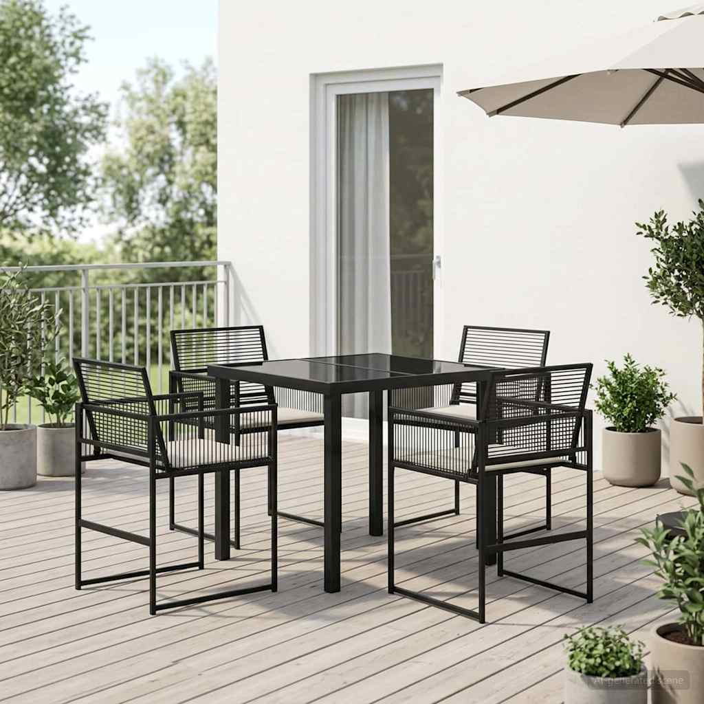 vidaXL Garten Essgruppe 5 pcs Schwarz Poly-Rattan