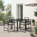 vidaXL Garten Essgruppe 5 pcs Schwarz Poly-Rattan