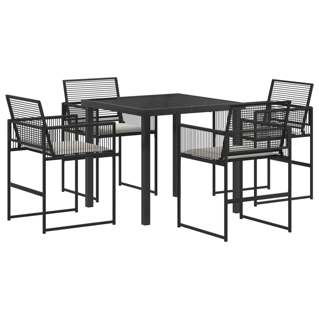 vidaXL Garten Essgruppe 5 pcs Schwarz Poly-Rattan
