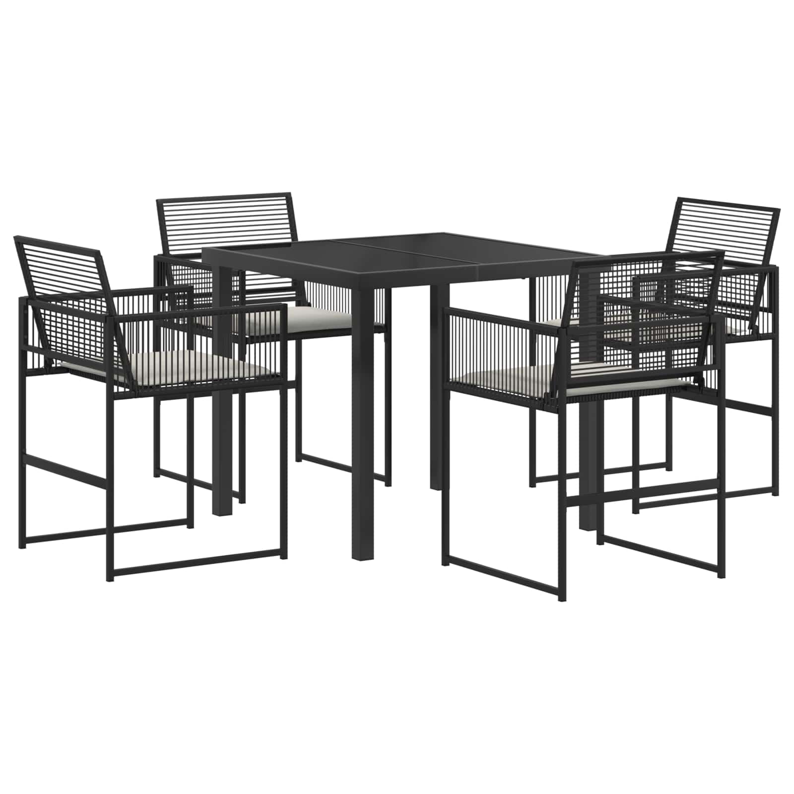 vidaXL Garten Essgruppe 5 pcs Schwarz Poly-Rattan