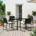 vidaXL Garten Essgruppe mit Kissen 5 pcs Schwarz und Creme Poly-Rattan