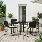 vidaXL Garten Essgruppe mit Kissen 5 pcs Schwarz und Creme Poly-Rattan