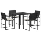 vidaXL Garten Essgruppe mit Kissen 5 pcs Schwarz und Creme Poly-Rattan