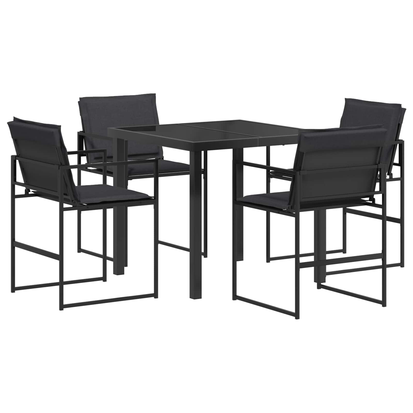vidaXL Garten Essgruppe 5 pcs Schwarz und Dunkelgrau 80 x 80 x 73 cm