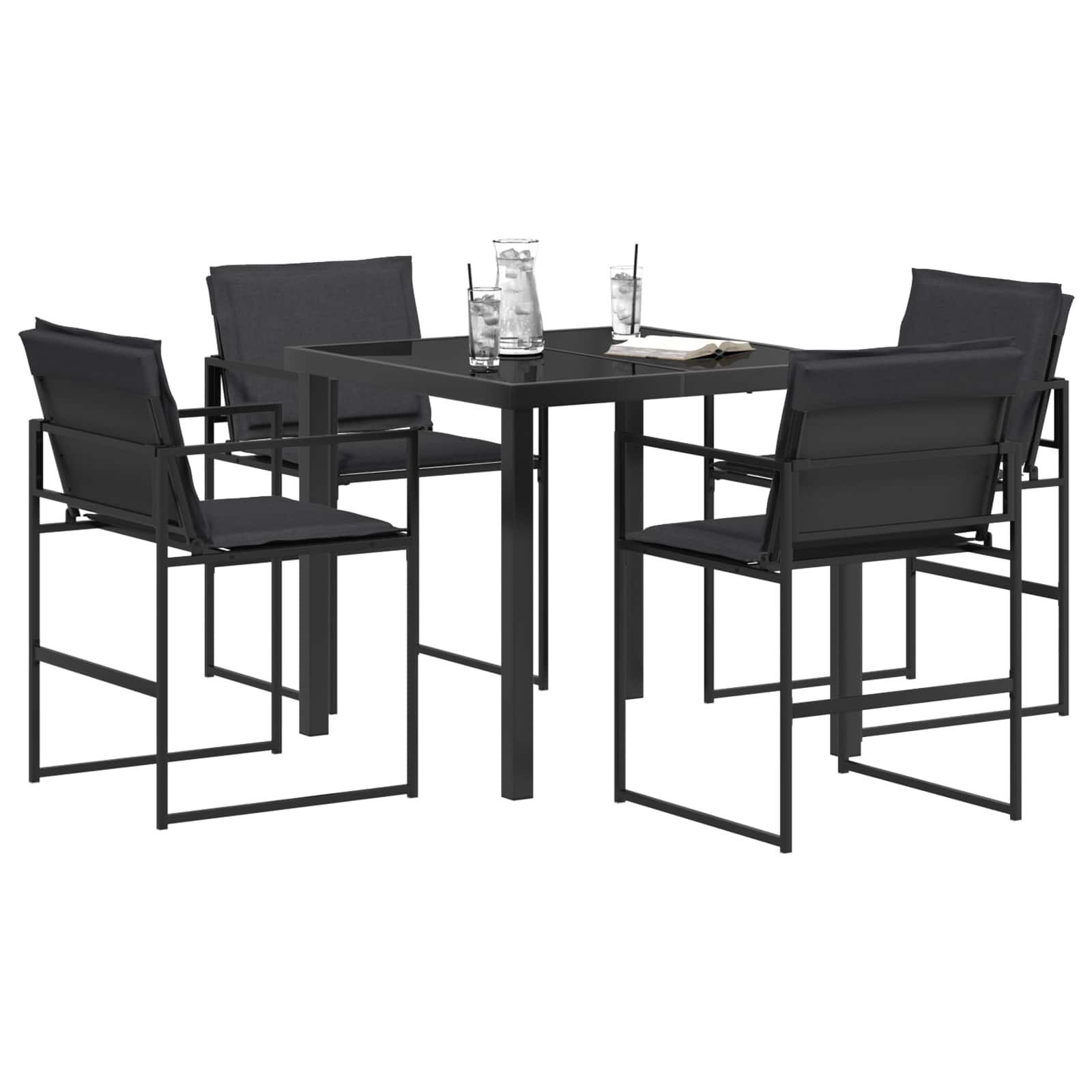 vidaXL Garten Essgruppe 5 pcs Schwarz und Dunkelgrau 80 x 80 x 73 cm