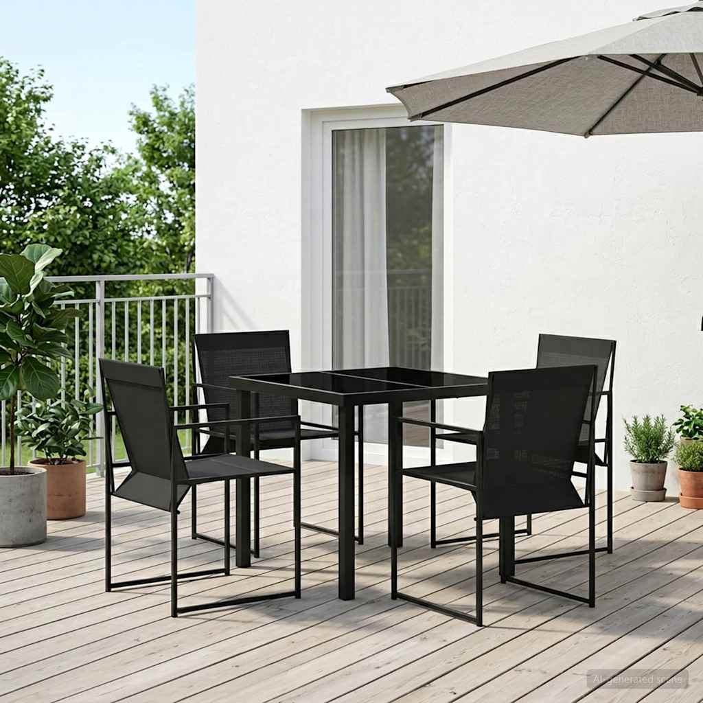 vidaXL Garten Essgruppe 5 pcs Schwarz Textilene und Stahl