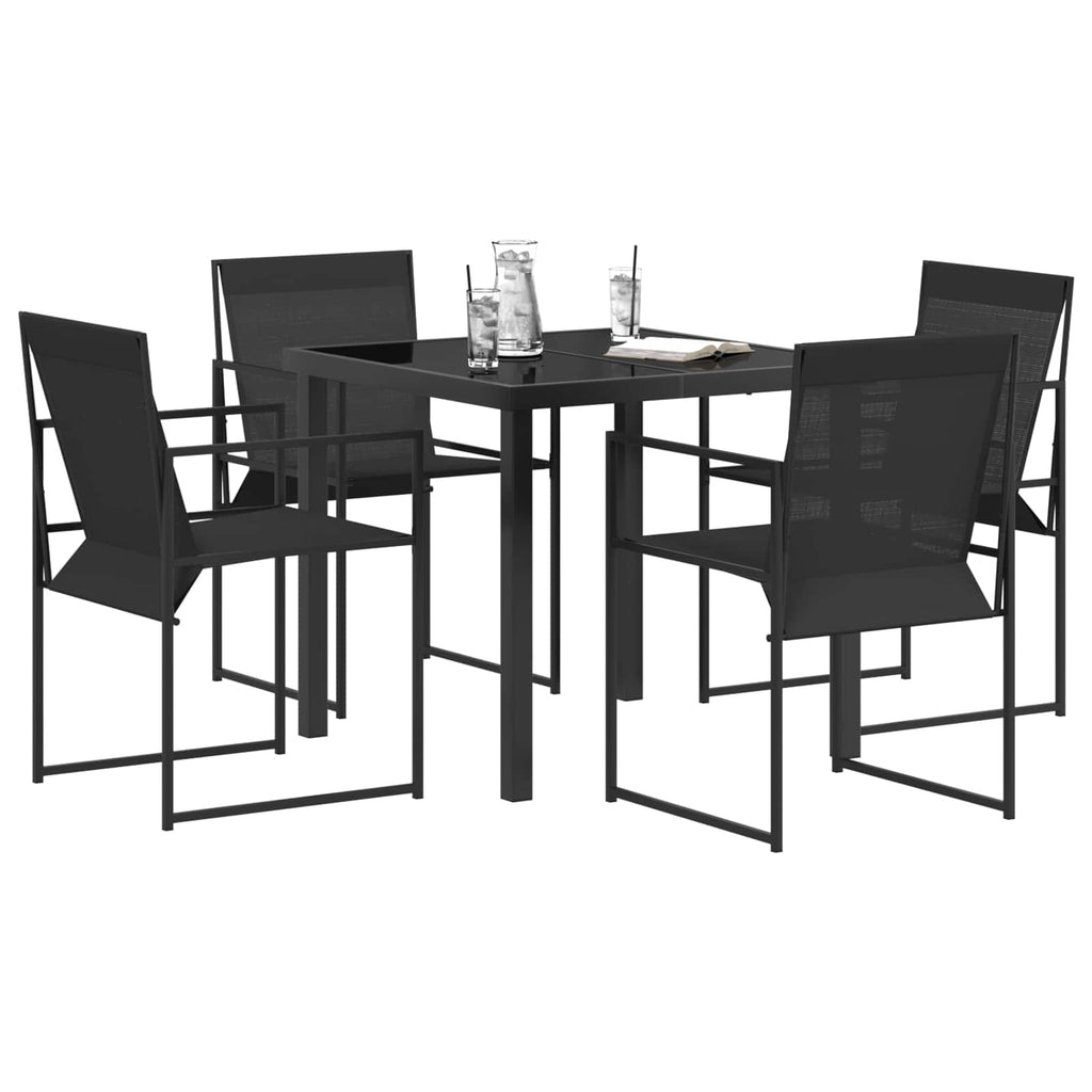 vidaXL Garten Essgruppe 5 pcs Schwarz Textilene und Stahl