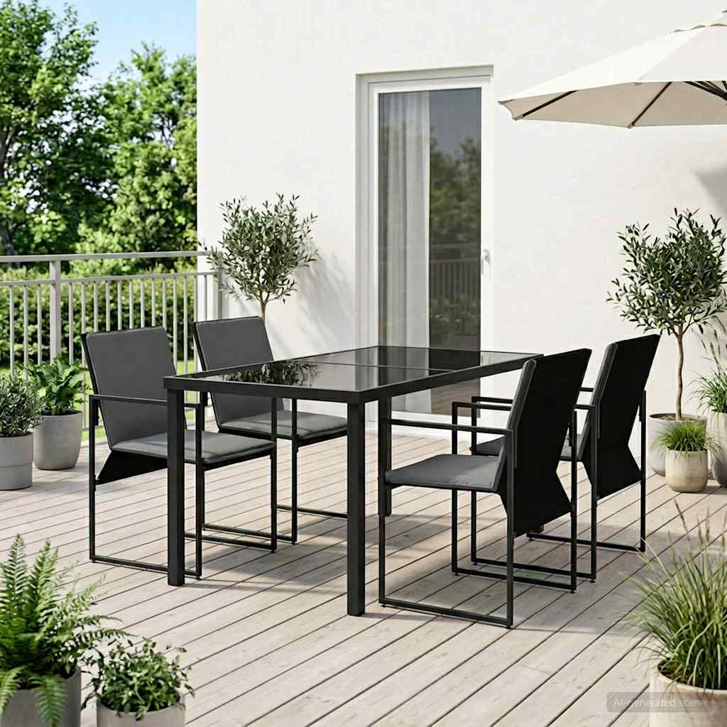 vidaXL Garten Essgruppe 5 pcs Schwarz und Dunkelgrau 80 x 80 x 73 cm