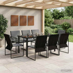 vidaXL Garten Essgruppe 9 pcs Schwarz und Anthrazit 160 x 80 x 73 cm