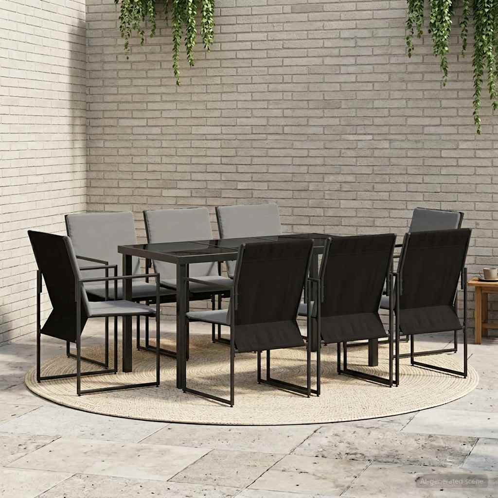 vidaXL Garten Essgruppe 9 pcs Schwarz und Anthrazit 160 x 80 x 73 cm