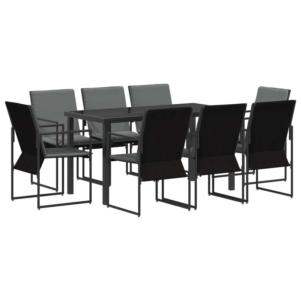 vidaXL Garten Essgruppe 9 pcs Schwarz und Anthrazit 160 x 80 x 73 cm
