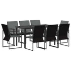 vidaXL Garten Essgruppe 9 pcs Schwarz und Anthrazit 160 x 80 x 73 cm